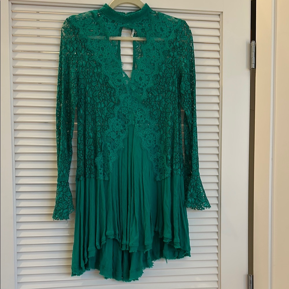 Free People Green Lace Tunic